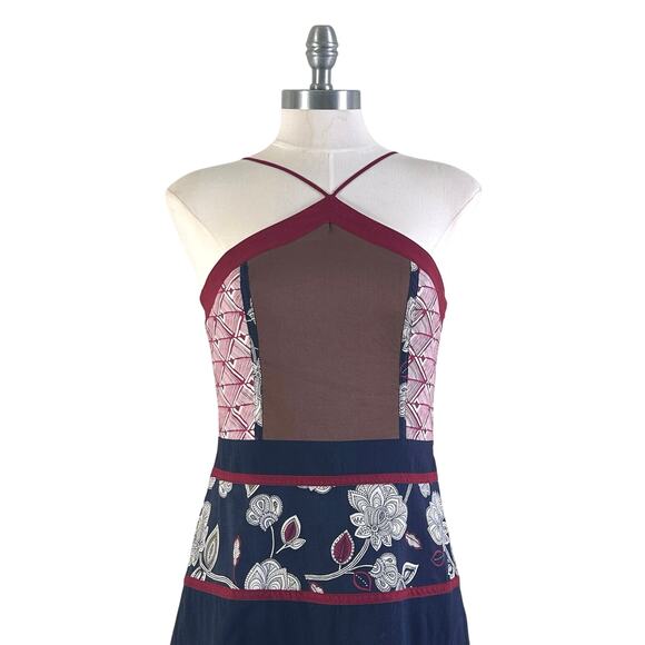 BCBGMaxAzria Patchwork Floral Halter Midi Dress Red - Picture 6 of 11